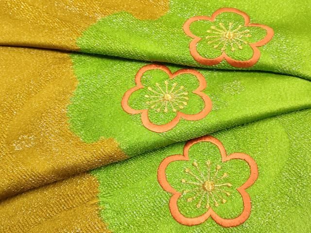 平和屋本店●和装小物　振袖用帯締め・帯揚げセット　絞り　刺繍　花柄　金銀糸　暈し　めいくやまと　正絹　逸品　未使用　AABL9618ay