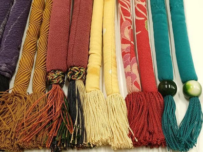 平和屋着物●和装小物　上質な帯締め10本セット　丸ぐけ　暈し染め　小田巻　飾り玉　木玉　切り房・撚り房　正絹　逸品　AABL9625ay