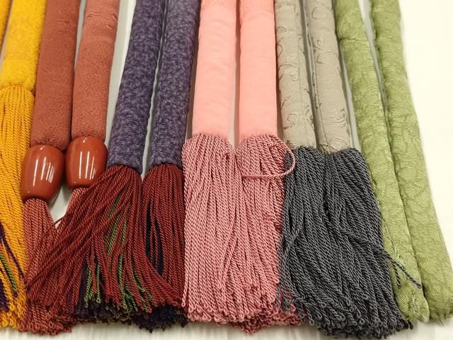 平和屋着物●和装小物　上質な帯締め10本セット　丸ぐけ　暈し染め　金糸　飾り玉　切り房・撚り房　正絹　逸品　AABL9628ay