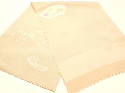 平和屋本店▼和装小物　帯揚げ　華佳人　地紙花文　地紋起こし　金銀彩　丹後ちりめん　正絹　逸品　AABL9642ay