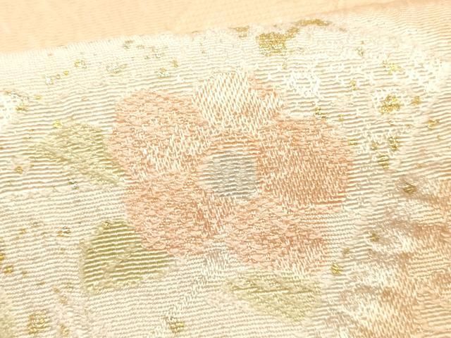 平和屋本店▼和装小物　帯揚げ　華佳人　地紙花文　地紋起こし　金銀彩　丹後ちりめん　正絹　逸品　AABL9642ay