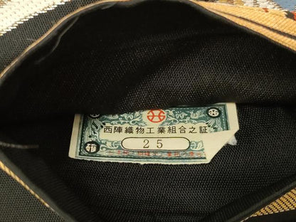 平和屋着物◎西陣　野々村織物謹製　六通柄　本袋帯　唐織　花丸文　黒地　金糸　AABL9801ou