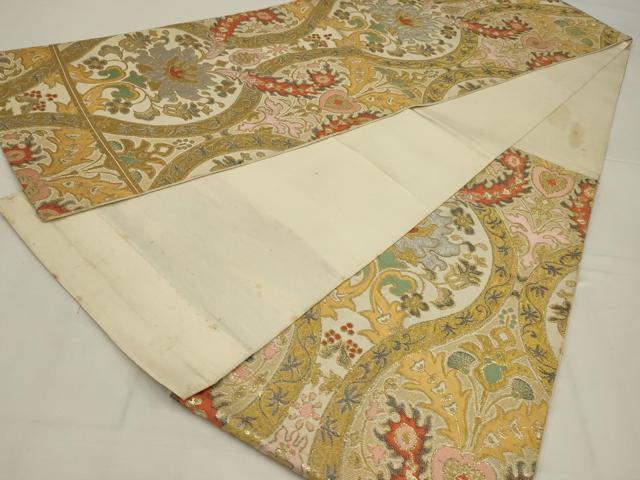 平和屋着物◎六通柄　京本袋帯　立涌花文　金銀糸　正絹　逸品　AABL9812ou
