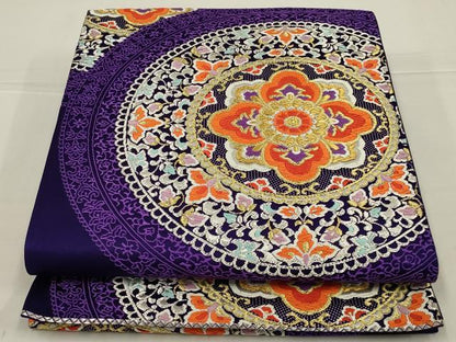 平和屋着物◎六通柄袋帯　唐織　花丸文　金銀糸　正絹　逸品　AABL9824ou