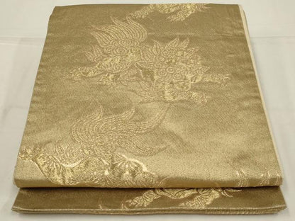 平和屋着物◎六通柄袋帯　唐獅子　金糸　正絹　逸品　AABL9836ou