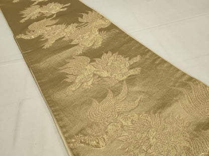 平和屋着物◎六通柄袋帯　唐獅子　金糸　正絹　逸品　AABL9836ou