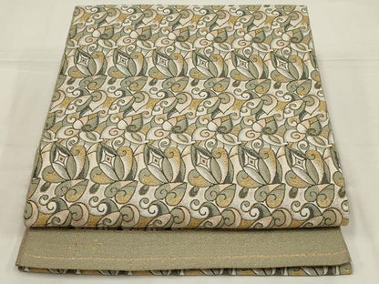 平和屋着物◎全通柄　京本袋帯　幾何学文　金糸　正絹　逸品　AABL9837ou