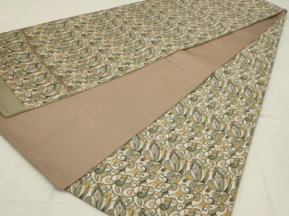 平和屋着物◎全通柄　京本袋帯　幾何学文　金糸　正絹　逸品　AABL9837ou