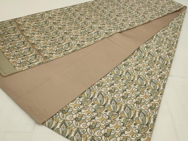 平和屋着物◎全通柄　京本袋帯　幾何学文　金糸　正絹　逸品　AABL9837ou