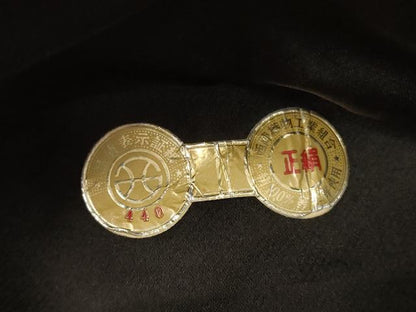 平和屋着物◎西陣の名門　加納幸謹製　六通柄袋帯　唐織　七宝花文　黒地　金銀糸　正絹　逸品　AABL9839ou