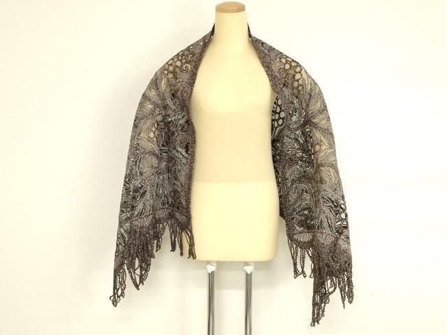 平和屋本店●染織デザイナー　堀口無月 　MUGETSU　チュール織　和装小物　透け感のあるショール　逸品　AABL9973ay