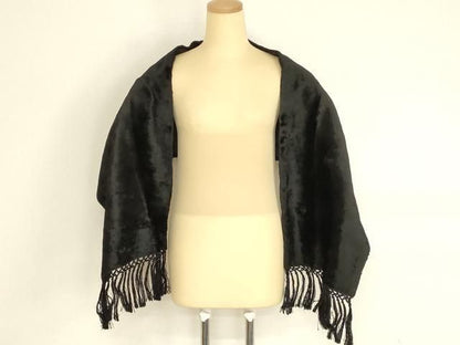 平和屋本店●ファッションデザイナー 花井幸子　和装小物　ショール　ファー　黒　逸品　AABL9975ay