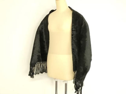 平和屋本店●ファッションデザイナー 花井幸子　和装小物　ショール　ファー　黒　逸品　AABL9975ay