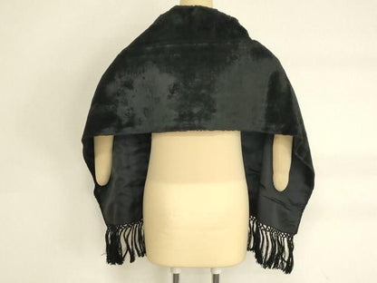 平和屋本店●ファッションデザイナー 花井幸子　和装小物　ショール　ファー　黒　逸品　AABL9975ay