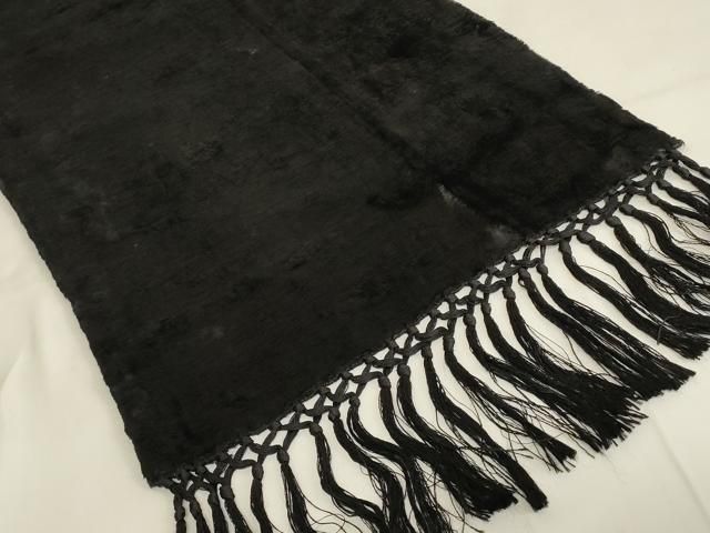 平和屋本店●ファッションデザイナー 花井幸子　和装小物　ショール　ファー　黒　逸品　AABL9975ay