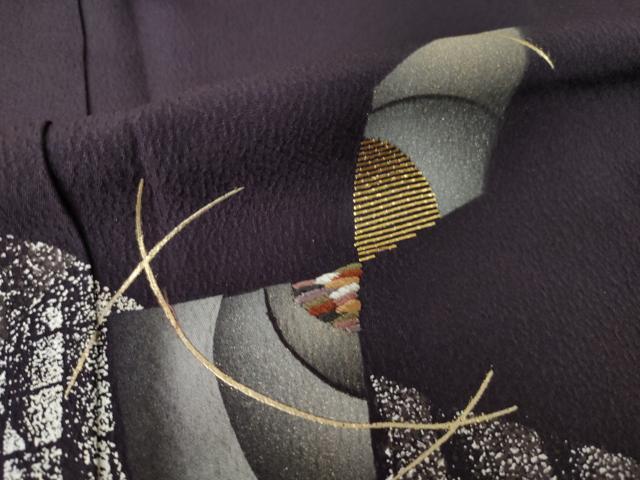 平和屋着物●訪問着　竹屋町刺繍　抽象文様　金彩　正絹　逸品　未使用　AABM0002ck