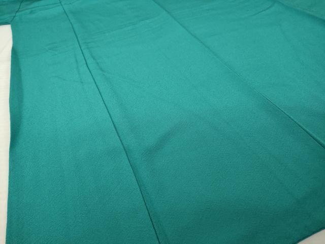 平和屋着物●上質な色無地　草木染　京乃舞　錆浅葱色　反端付き　正絹　逸品　AABM0004ck