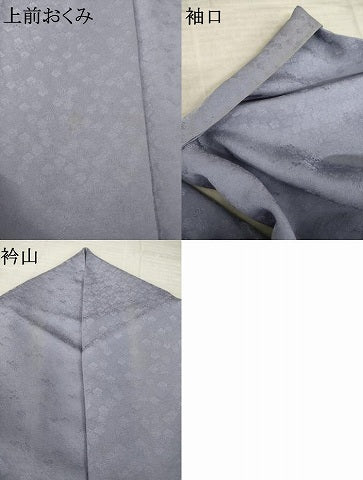 平和屋着物●上質な色無地　草花地紋　薄鼠色　正絹　逸品　AABM0006ck