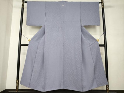 平和屋着物●上質な色無地　草花地紋　薄鼠色　正絹　逸品　AABM0006ck