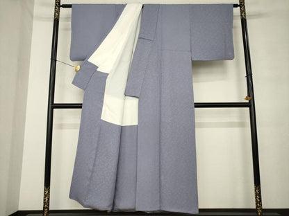 平和屋着物●上質な色無地　草花地紋　薄鼠色　正絹　逸品　AABM0006ck