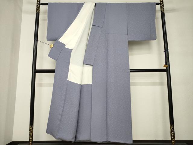 平和屋着物●上質な色無地　草花地紋　薄鼠色　正絹　逸品　AABM0006ck