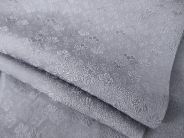 平和屋着物●上質な色無地　草花地紋　薄鼠色　正絹　逸品　AABM0006ck
