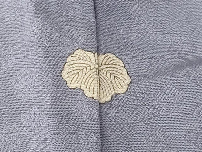 平和屋着物●上質な色無地　草花地紋　薄鼠色　正絹　逸品　AABM0006ck