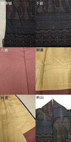 平和屋着物●本場結城紬　重要無形文化財　80亀甲　陶器文　正絹　逸品　AABM0007ck