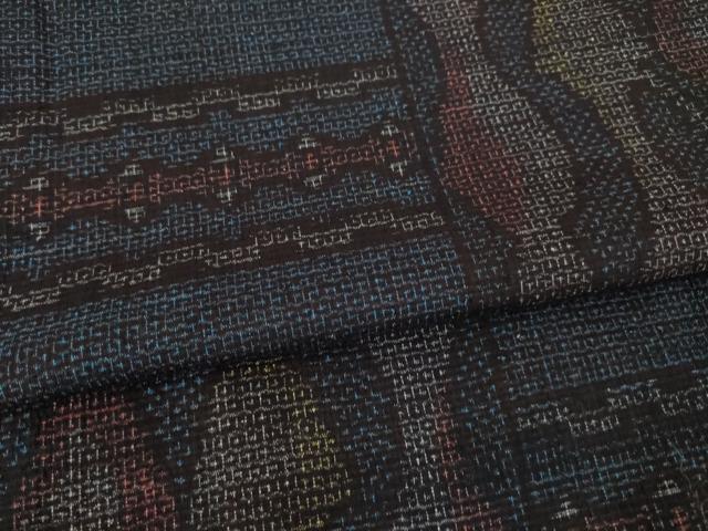平和屋着物●本場結城紬　重要無形文化財　80亀甲　陶器文　正絹　逸品　AABM0007ck