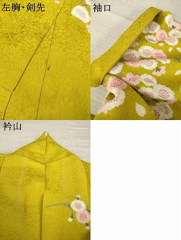 平和屋着物●訪問着　駒刺繍　枝花文　金糸　金彩　銀通し地　正絹　逸品　AABM0013ck