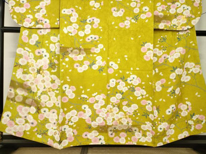 平和屋着物●訪問着　駒刺繍　枝花文　金糸　金彩　銀通し地　正絹　逸品　AABM0013ck