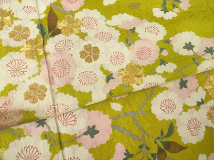 平和屋着物●訪問着　駒刺繍　枝花文　金糸　金彩　銀通し地　正絹　逸品　AABM0013ck