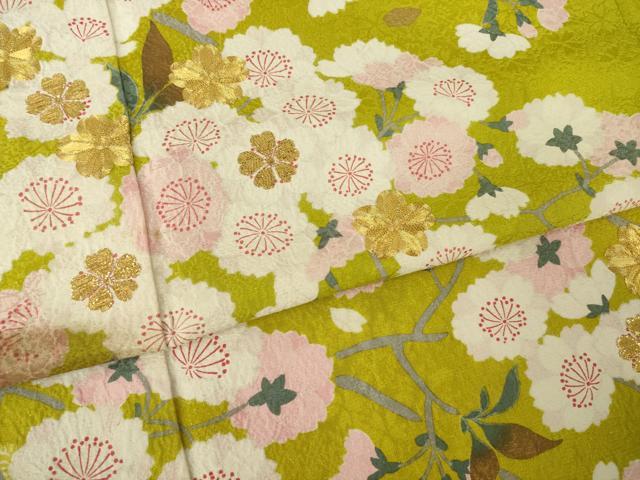 平和屋着物●訪問着　駒刺繍　枝花文　金糸　金彩　銀通し地　正絹　逸品　AABM0013ck