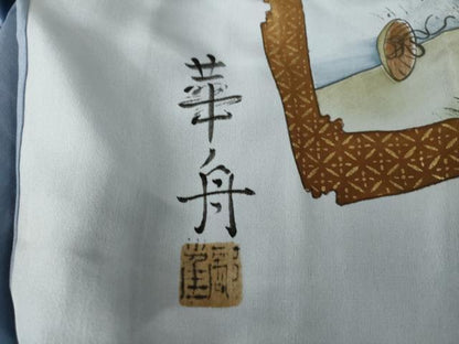 平和屋着物●男性　長襦袢　袷　東海道五十三次　正絹　逸品　未使用　AABM0021ck