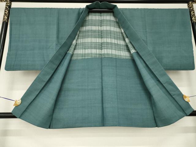 平和屋着物●男性　紬　アンサンブル　色無地　錆鼠色　正絹　逸品　AABM0026ck