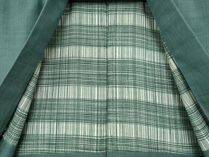 平和屋着物●男性　紬　アンサンブル　色無地　錆鼠色　正絹　逸品　AABM0026ck