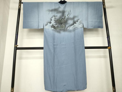 平和屋着物●男性　長襦袢　袷　龍　暈し染め　金彩　正絹　逸品　AABM0031ck