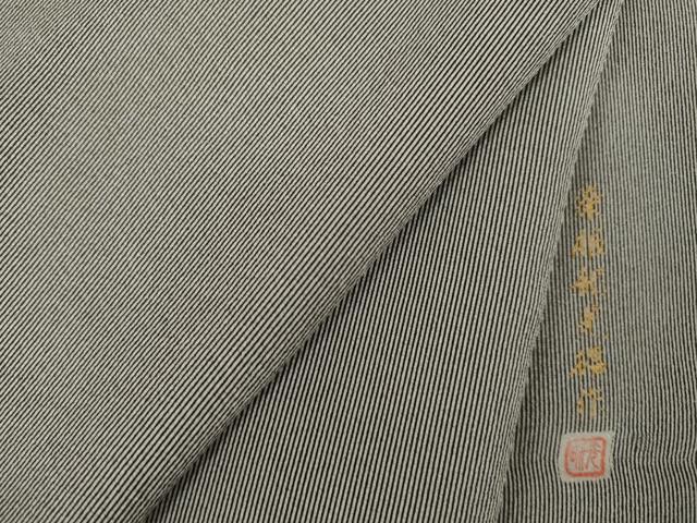 平和屋着物●伝統工芸師　服部光擴　江戸小紋　万筋　黒色×白色　正絹　逸品　AABM0037ck