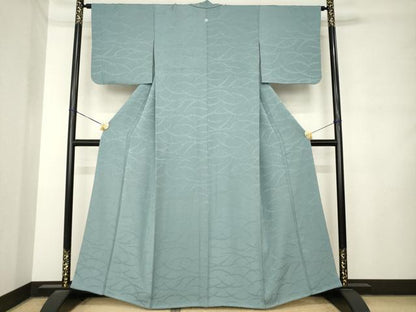 平和屋着物●上質な色無地　芝地紋　錆鼠色　高島屋扱い　正絹　逸品　AABM0041ck