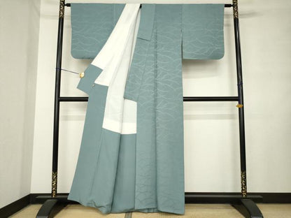 平和屋着物●上質な色無地　芝地紋　錆鼠色　高島屋扱い　正絹　逸品　AABM0041ck