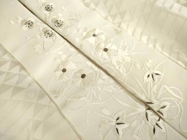 平和屋着物●長襦袢　無双仕立て　文字文　金彩　半衿刺繍　正絹　逸品　AABM0042ck
