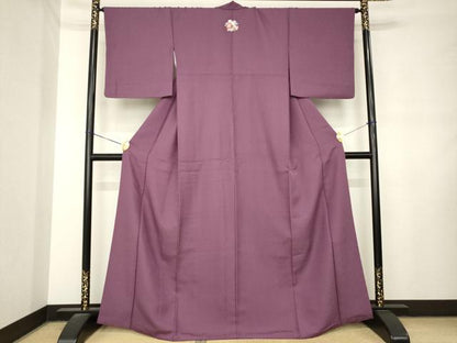 平和屋着物●上質な色無地　霞地紋　紫鳶色　松坂屋扱い　正絹　逸品　AABM0054ck
