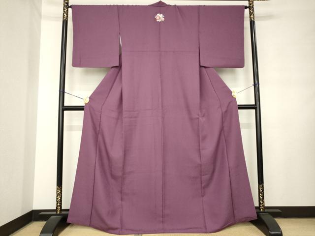 平和屋着物●上質な色無地　霞地紋　紫鳶色　松坂屋扱い　正絹　逸品　AABM0054ck