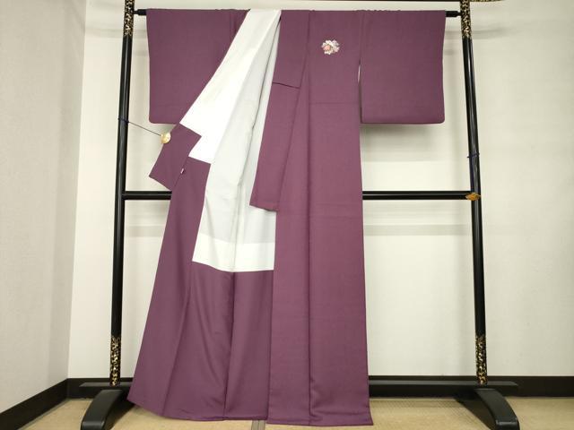 平和屋着物●上質な色無地　霞地紋　紫鳶色　松坂屋扱い　正絹　逸品　AABM0054ck