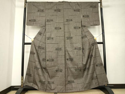 平和屋着物●本場大島紬　7マルキ　扇面花文　正絹　逸品　AABM0058ck