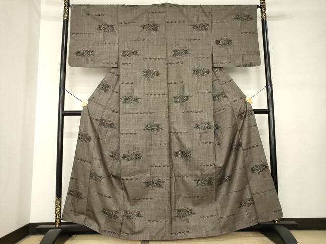 平和屋着物●本場大島紬　7マルキ　扇面花文　正絹　逸品　AABM0058ck