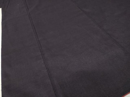 平和屋着物●結城紬　色無地　黒紅色　ロング丈　正絹　逸品　AABM0064ck