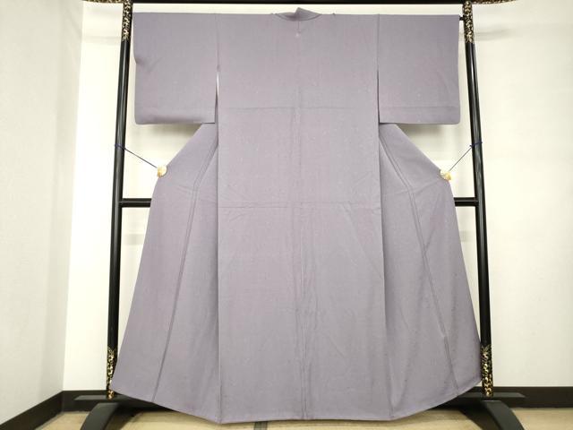 平和屋着物●上質な色無地　霞地紋　葡萄鼠色　正絹　逸品　AABM0065ck