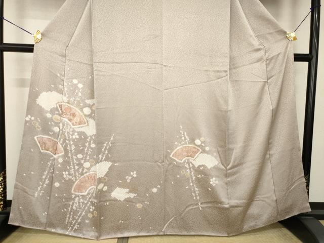 平和屋着物●創業460年・千總　訪問着　絞り　駒刺繍　地紙花文　金彩　正絹　逸品　AABM0067ck