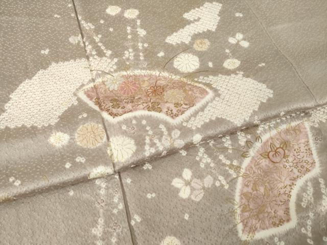 平和屋着物●創業460年・千總　訪問着　絞り　駒刺繍　地紙花文　金彩　正絹　逸品　AABM0067ck